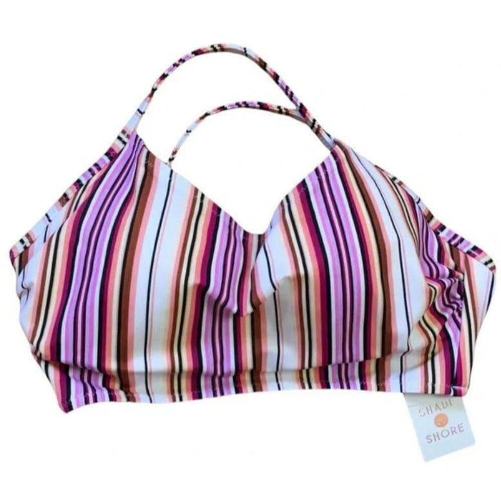 NEW Colorful Stripes Sz 32B Beach Pool Padded Underwire Bikini Top SHADE & SHORE